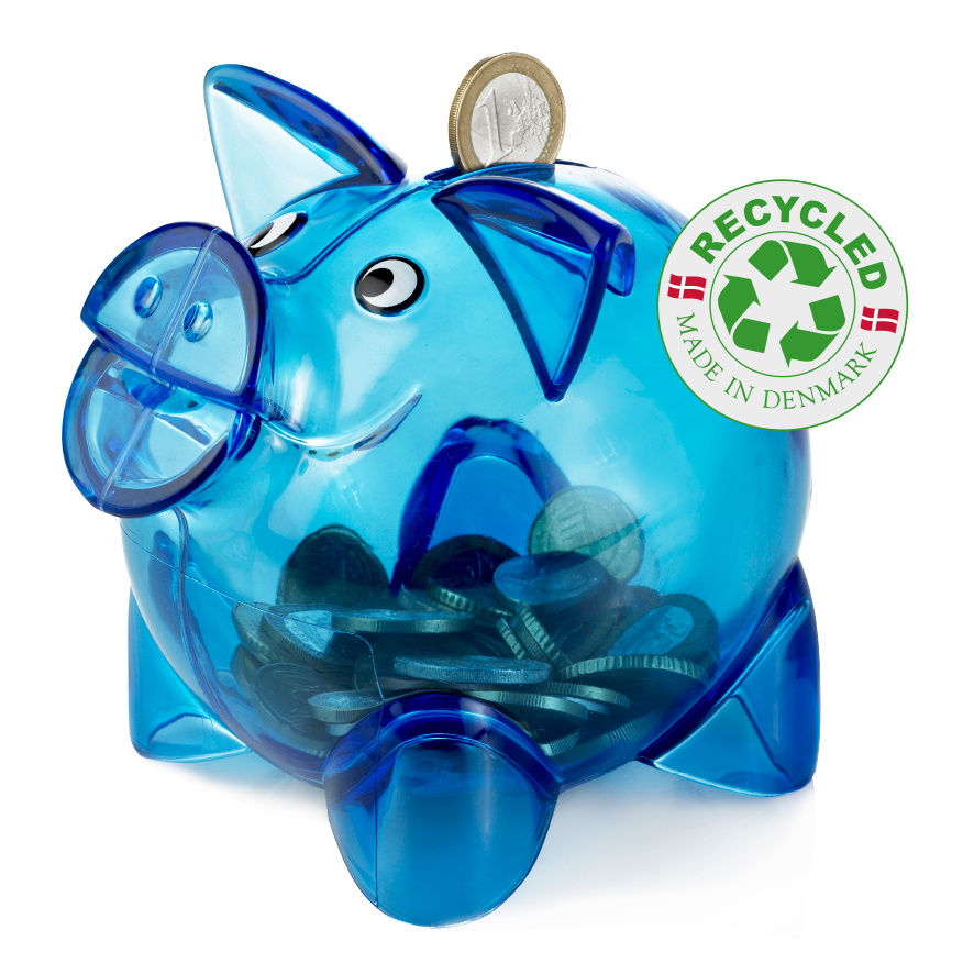 HAPPY PIGGY BANK MADE OF RECYCLED MATERIAL